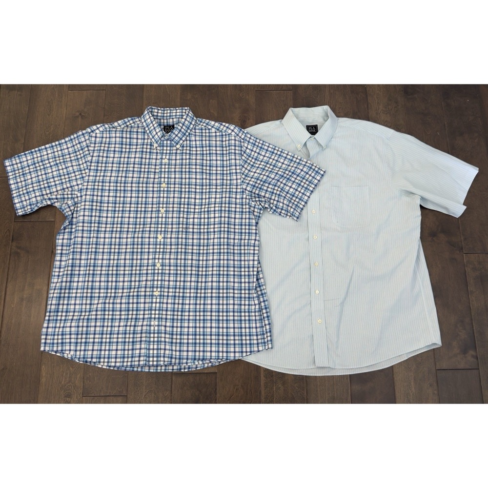 Jos A Bank Lot Of 2 Travelers Collection Button Down Striped Dress Shirt Size XL